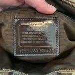 Coach Signature Canvas Jacquard Slim Shoulder Stripe Tote Bag Tan and Brown Photo 7