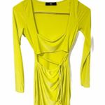 Missguided Misguided Size 6 Yellow Exposed Front Lace Up Long Sleeve Bodycon Dress Photo 0