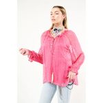 NWT Aratta Pink Maven Blouse with Gold Dashed Embellishment Sz Medium MSRP $124 Photo 2