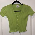 Princess Polly Green Ribbed Crop Blouse Photo 1