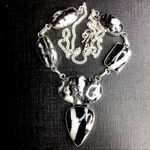 Sterling Silver Old Southwest White Buffalo Turquoise Cabochon Link Necklace 925 Photo 13