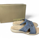 Easy Spirit Womens  Setara Leather Slide Sandals Comfort Denim Blue 7.5 W Photo 0