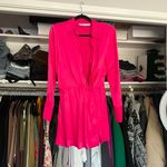 ZARA hot pink satin effect button down long sleeve mini dress L Photo 9
