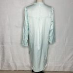 Miss Elaine Nightgown Aqua Satin Embroidered Floral Gown Sz S Photo 7