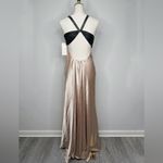 Adrianna Papell Vintage NWT  Champagne Black Asymmetrical Neckline Gown Dress Photo 1