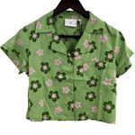 Daisy Street Green Crop Floral Button Front New Small Photo 0