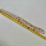 Faux pearl pink crystal gold tone long beaded necklace Photo 5