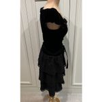 Black Velvet Lace Tiered Women's Dress Whimsigoth Fairy Grunge Vampy Peasant Photo 3