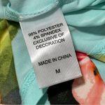 Betsey Johnson  Women’s M Aqua Turquoise Blue Floral Print Ruffle Front Tank Top Photo 6