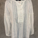 Sundance  Alethia White‎ Swiss Dot Peach Embroidered Detail Ruffle Collar Top S Photo 0