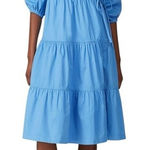 Sweet Baby Jaime Blue Tiered Wrap Dress 100% Cotton V‎ Neck 3/4 Sleeve Women's M Size M Photo 0