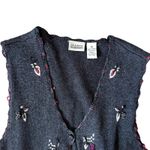Classic Elements Vintage 90s  Floral Embroidered Button Up Vest Medium Charcoal Photo 1