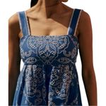 Sézane Sezane NWT Women’s Size 6 Blue Ecru Embroidered Sylvette Tie Back Midi Dress Photo 3