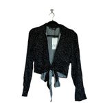ZARA NWT Black White Polka Dot Satin Tie Front Bow Detail Blouse Bloggers Fave Photo 5