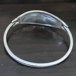 Vintage Alpaca Mexico Mexican Silver Mother of Pearl Inlaid ID Cuff Bracelet Photo 8