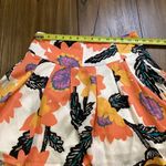 Free People Womens Orange White Floral Mini Skirt Lined Pleated pull on M Photo 1