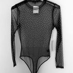🆕 Clubwear Blouse Bodysuit (M) with Rhinestones Embellished 💥 Black Size M Photo 0