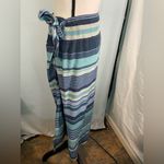 100% silk Bridgetown Collection striped wrap skirt size small Blue Photo 3