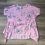 Floral Pink Women's Top Cotton Italian Summer Oversized Floral Top Casual Size XL Photo 3