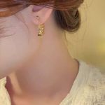Elegant Metal Sequin Dangle Drop Earrings for Women Gold Photo 3