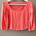 Free People  Day Lilly Balloon Sleeve Coral Top Sz XS Photo 2