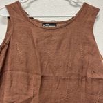 Linen Maxi Dress 12 Sleeveless Brown Embroidered Floral Summer Slit‎ Photo 1