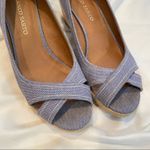 Franco Sarto Blue Peep Toe Espadrille Sandal Wedges Cheria Womens 9 Beachy Photo 2