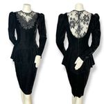 Vintage Scott McClintock Velvet Dress Lace Sequins Peplum 80s 90s‎ Drama Formal Black Photo 1
