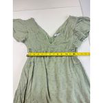 Magnolia Boutique Green Mini Dress Swiss Dot‎ V Neck Flutter Sleeve Photo 2