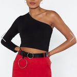 Nasty Gal Black Off The Shoulder Crop Top Photo 0