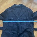 ZARA Women’s Black Linen Utility Long Jacket with belt Sz M Photo 8