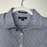 Lands' End Lands’ End Women’s Size 4 Petite Blue Striped Button Front Shirt 3/4 Sleeve Photo 4