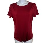 EXPRESS Body Contour Rich Dark Red Short Sleeve Crew Neck Bodysuit Top M Photo 1
