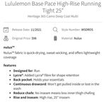 Lululemon  Base Pace High-Rise Running Tight 25" in Heritage 365 Camo Deep Coal M Photo 6