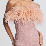 Retrofête Retrofete Torin Feather Sequin Strapless Mini Dress Dusty Peach Pink Photo 0