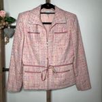 CAbi Tweed Four Pocket Waist Tie Pink Multicolor Blazer Size 6 Photo 1