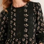 Boden Eyelet Lace Panel Dress Black Bouquet Size 10 Photo 2
