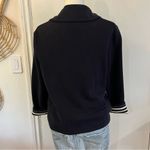 Tory Burch  Striped Collar Navy Peacoat Jacket Nautical Coastal Chic Size L Photo 7