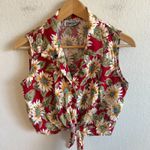 American Vintage CALIFORNIA CONCEPTS Vtg Y2K Top & Mini Shorts Set Red Floral Rave Retro Womens M Photo 1