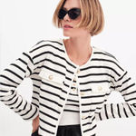 Ann Taylor  Weekend Collection Striped Knit Jacket size M, 100% Cotton Photo 0