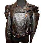 QED London Black Vegan Faux Leather Moto Bikercore SZ 8 Jacket Rocker Rockabily Photo 0