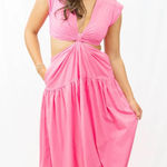 Karlie  Poplin Knot Cut-Out Maxi Dress. Size: Large. Color: Hot Pink. Photo 0