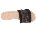 Kate Spade  New York Solaina Slide Black Canvas Raffia Fringe Beaded Sandal Sz 9 Photo 0
