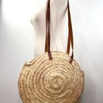 Handmade Woven Grass Tote Circle  Summer Beach Bag Natural Straw Maxi Photo 1