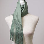 Free People  Charmer Fringe Skinny Scarf Mint Green Elegant Silky Evening Glam Photo 0