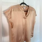 Nicole Miller New York Gold Champagne Satin Blouse Boxy Fit Size Medium Photo 3