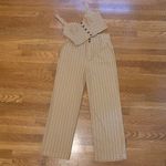 Pinstripe pants and crop top matching set two piece pant set size M Tan Size M Photo 9