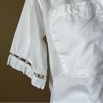 Adam Selman  | White Pearl Embellished Cropped Tie Front Button Down Blouse Sz M Photo 8