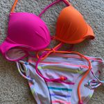 Victoria's Secret 32B Top only* Victoria’s secret Pink/orange push-up molded cups swim top Photo 8