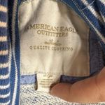 American Eagle Y2K  Outfitters Striped Blue Hoodie Distressed Raw Hem Size small Photo 5